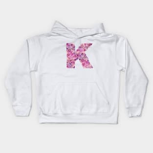 Pink Floral Letter K Kids Hoodie